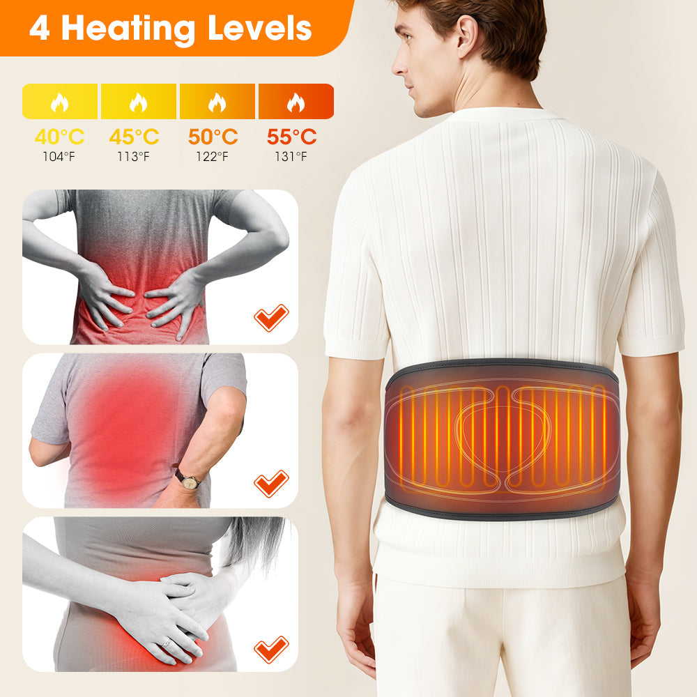 Cordless Heated Airbag Lumbar Massager, 3 Airbag Modes 4 Heat Levels 4 Intensity Levels, Portable Waist Support Belt with 2000mAh Battery for Muscle Relaxation Fatigue Relief Hwallkare