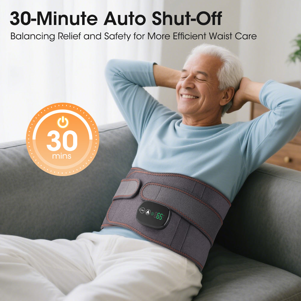 Hailicare Heating Massage Belt for Back Pain Relief, Red Light Therapy Hot Compress Cordless Heating Pad for Period Cramps Waist Pain Men & Women Winter Gifts HailiCare