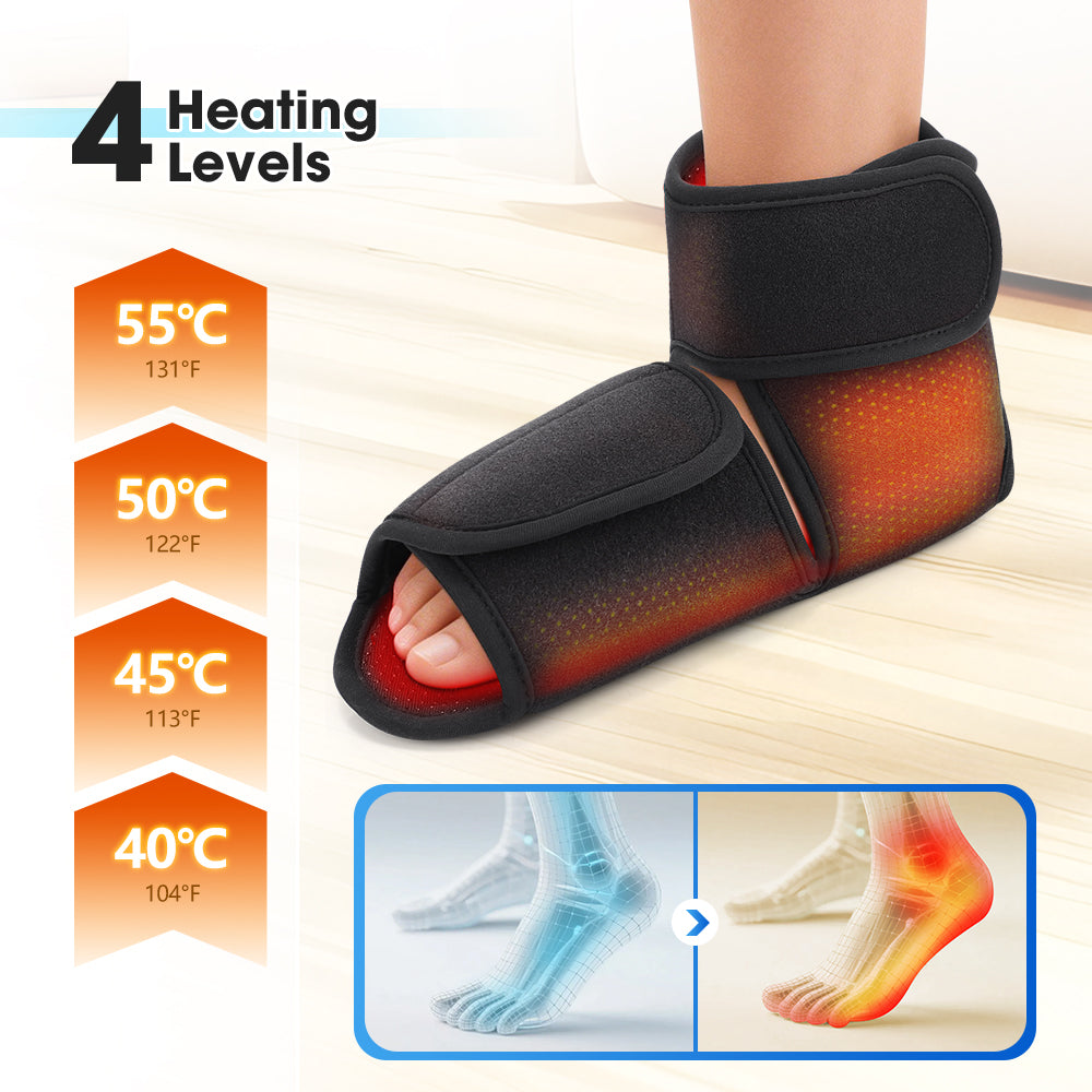 Cordless Heated Foot Ankle Massager with 3 Modes 4 Intensity 4 Heat Levels, 3000mAh Rechargeable Dual-Airbag Foot Air Compression Massager Wrap for Muscle Fatigue Relaxation (2Pcs, Black) HailiCare Health & Beauty