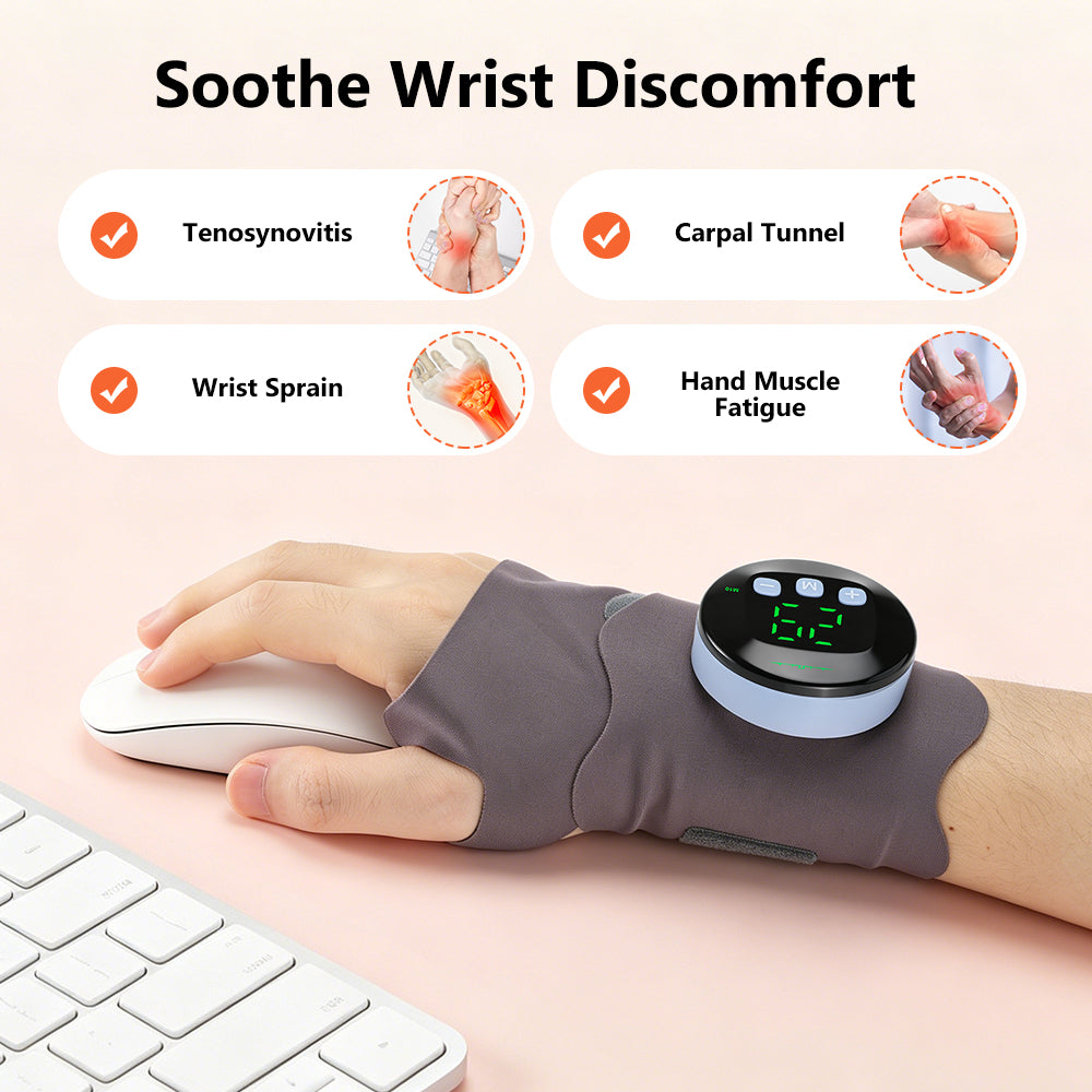 Microcurrent Wrist Massager Brace Wrap, Cordless Hand Massager with 10 Modes & 29 Intensity Levels, Microcurrent Muscle Massage, Magnetic Detachable Design for Left & Right Hand, Office Home Travel Agdoad