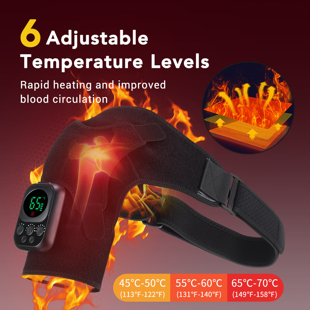 Shoulder Massager Electric Heating Back Shoulder Brace Adjustable Belt Heating Vibration 3 Gears Detachable Wireless Control Relax Muscles Improve Blood Circulation Relieve Neck Shoulder Pain Arthritis Joint Injury HailiCare Health & Beauty