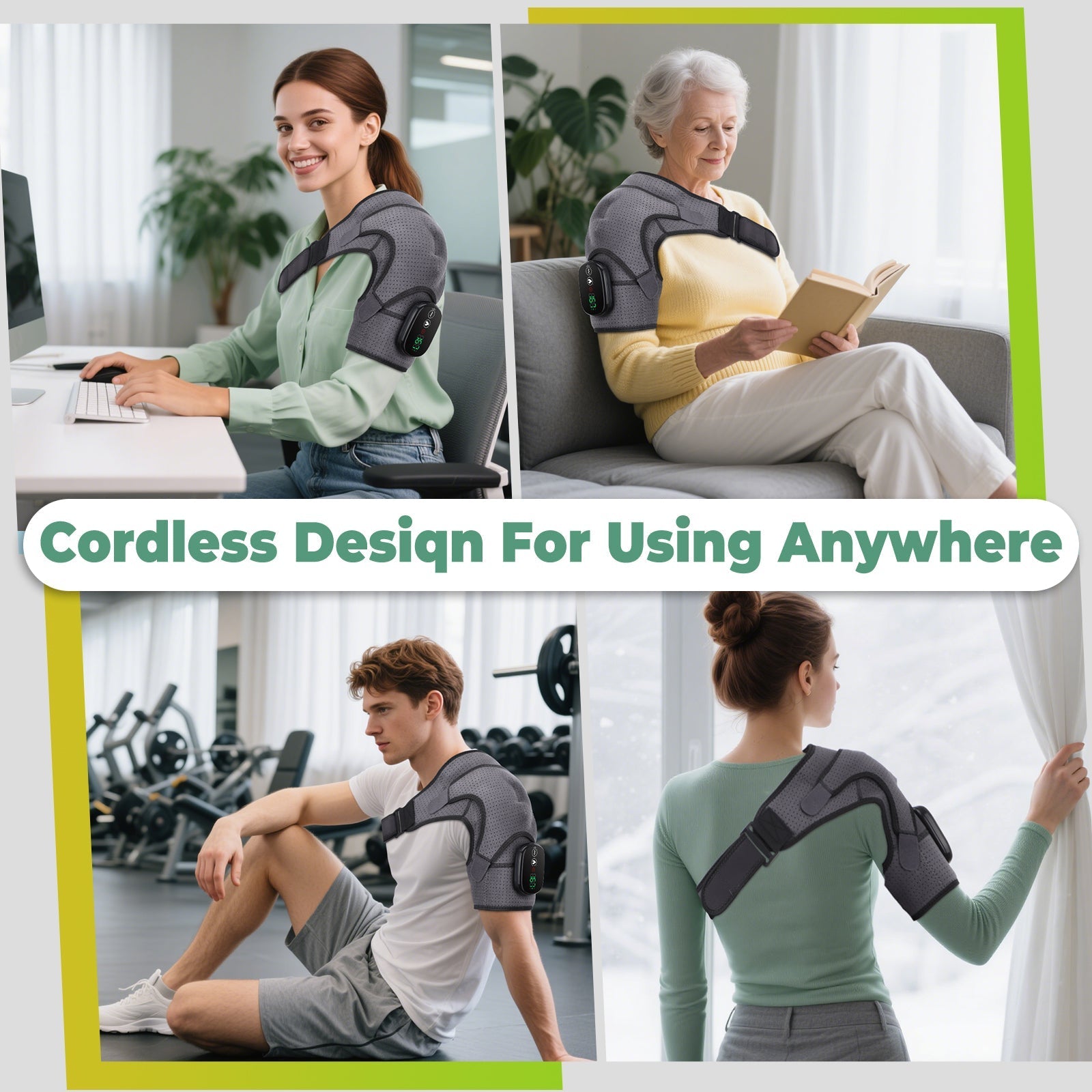 Heated Shoulder Wrap with Massage for Muscle Relief with 3 Heat & Vibration Settings, Black Shoulder Massager Hwallkare