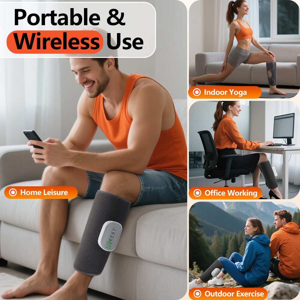 HailiCare Wireless Leg Heating Massager for Circulation Electric Calf Air Compression Massager with 4 Heating Levels Cordless Air Pressure Leg Massager with 8 Intensities 4 Modes Muscle Relaxation HailiCare Health & Beauty