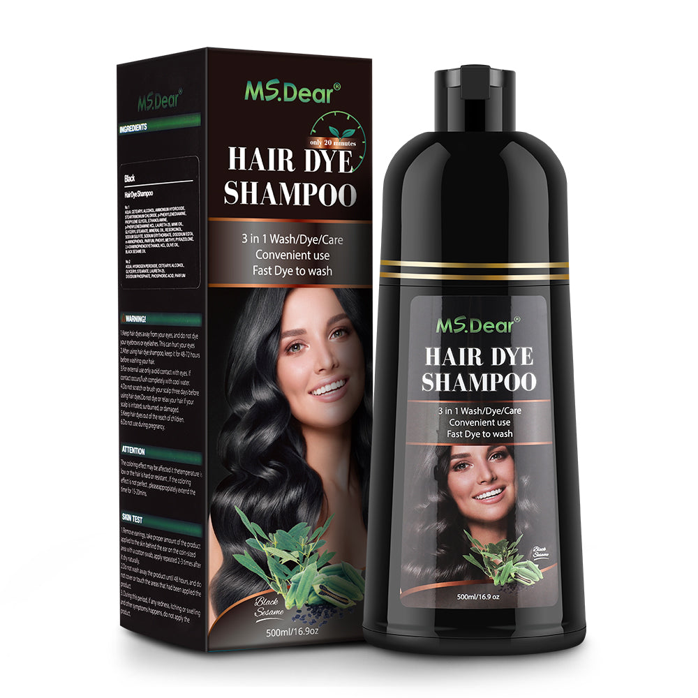 Black Hair Dye Shampoo, 3 In 1 Hair Color Shampoo with Coconut Oli for Women & Men, Long Lasting, Easy to Use, 16.9 Fl oz HailiCare