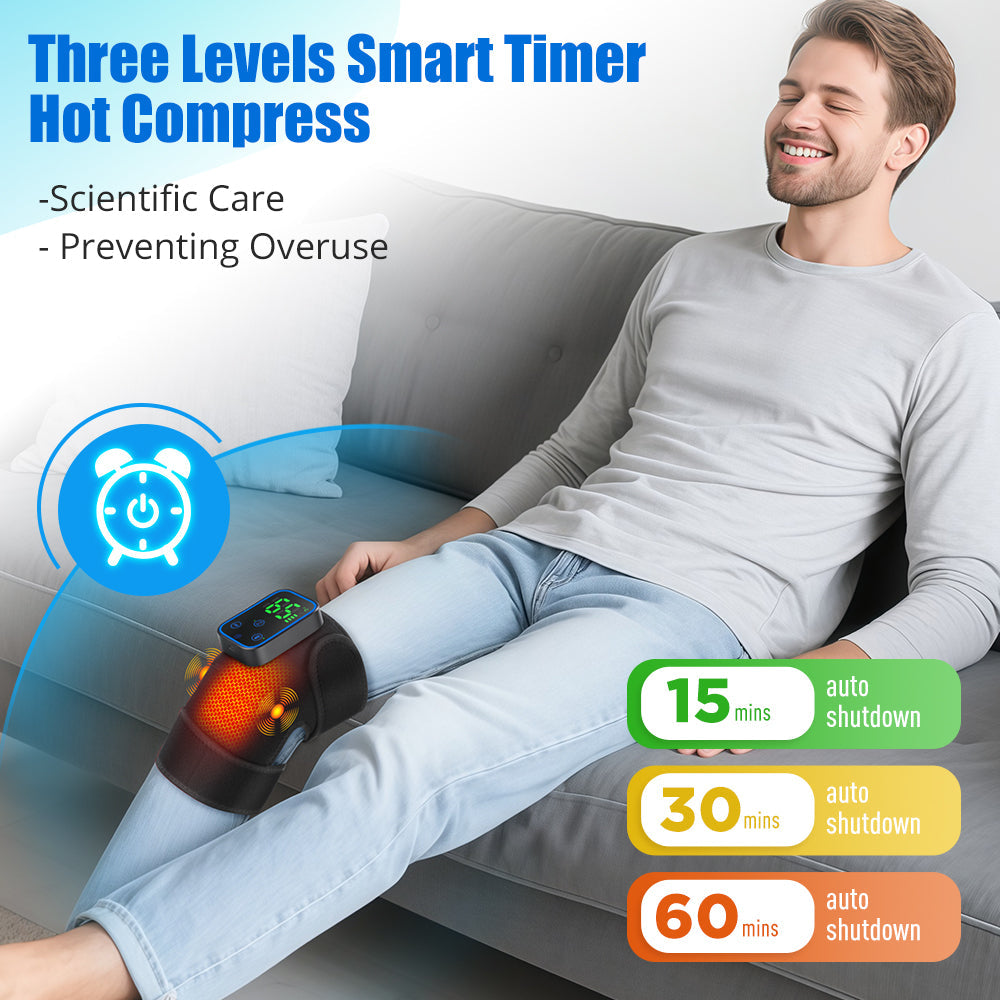 Wireless Knee Massager with Heat, 3 in 1 Graphene Heating Knee Wrap, 7 Temperature Levels, 3 Vibration Modes & Timer, App Manual Control, Soft Warm Material, Knee Massager for Knee, Shoulder, Elbow Agdoad