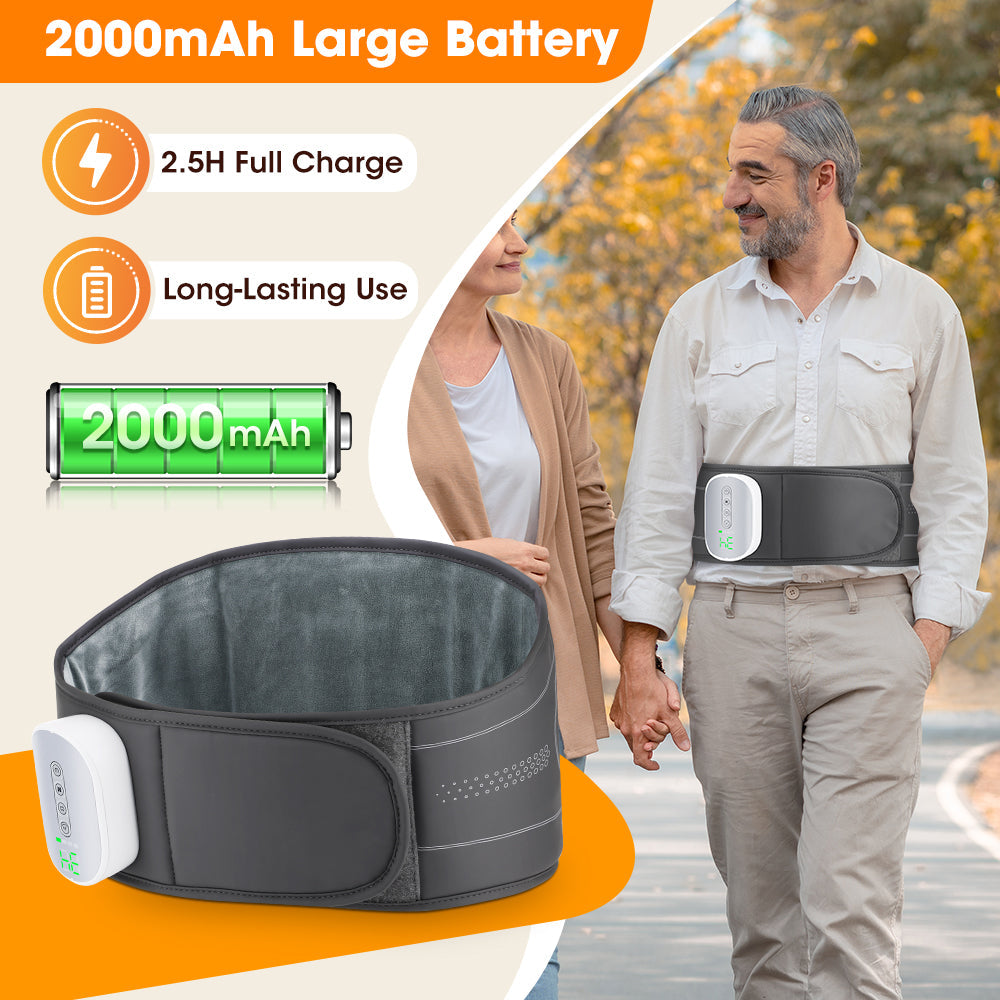 Cordless Heated Airbag Lumbar Massager, 3 Airbag Modes 4 Heat Levels 4 Intensity Levels, Portable Waist Support Belt with 2000mAh Battery for Muscle Relaxation Fatigue Relief Hwallkare