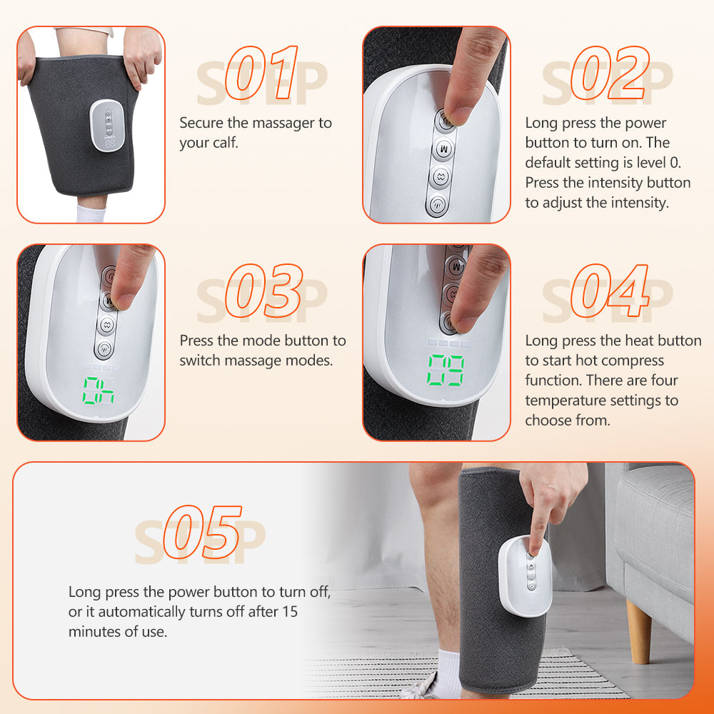 HailiCare Wireless Leg Heating Massager for Circulation Electric Calf Air Compression Massager with 4 Heating Levels Cordless Air Pressure Leg Massager with 8 Intensities 4 Modes Muscle Relaxation HailiCare Health & Beauty