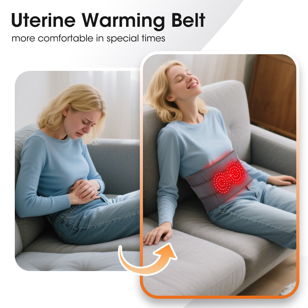 Hailicare Heating Massage Belt for Back Pain Relief, Red Light Therapy Hot Compress Cordless Heating Pad for Period Cramps Waist Pain Men & Women Winter Gifts HailiCare
