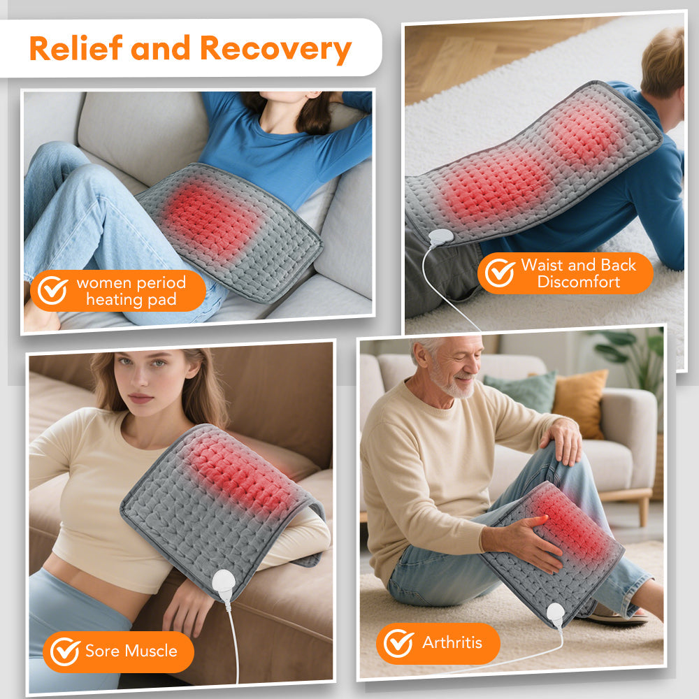 Electric Heating Pad for Back and Period Cramps Relief 9 Heat Levels 4 Timer Settings Soft Hot Heated Pad for Abdomen Shoulder Knee Legs Machine Washable Auto Shut Off HailiCare Health & Beauty