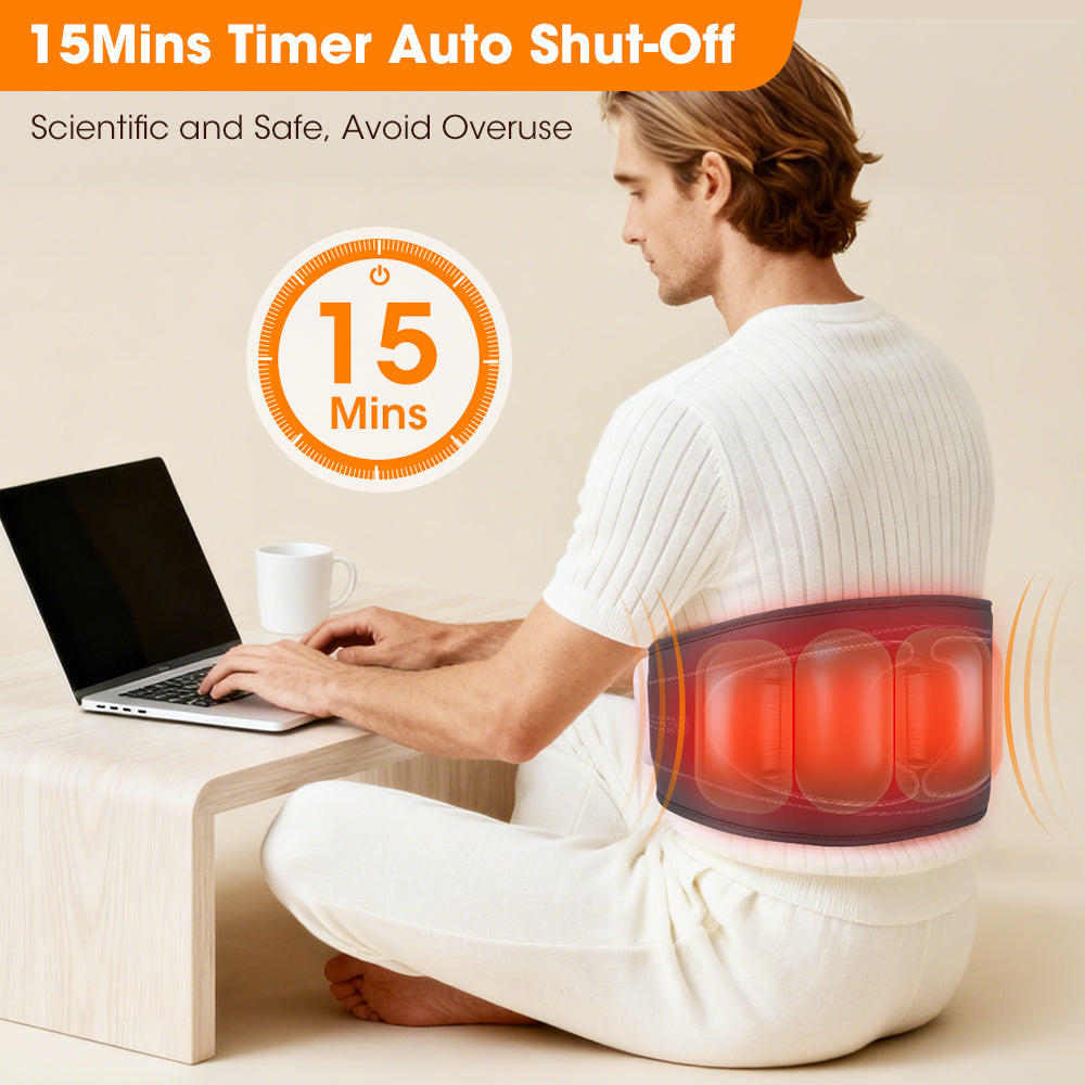 Cordless Heated Airbag Lumbar Massager, 3 Airbag Modes 4 Heat Levels 4 Intensity Levels, Portable Waist Support Belt with 2000mAh Battery for Muscle Relaxation Fatigue Relief Hwallkare