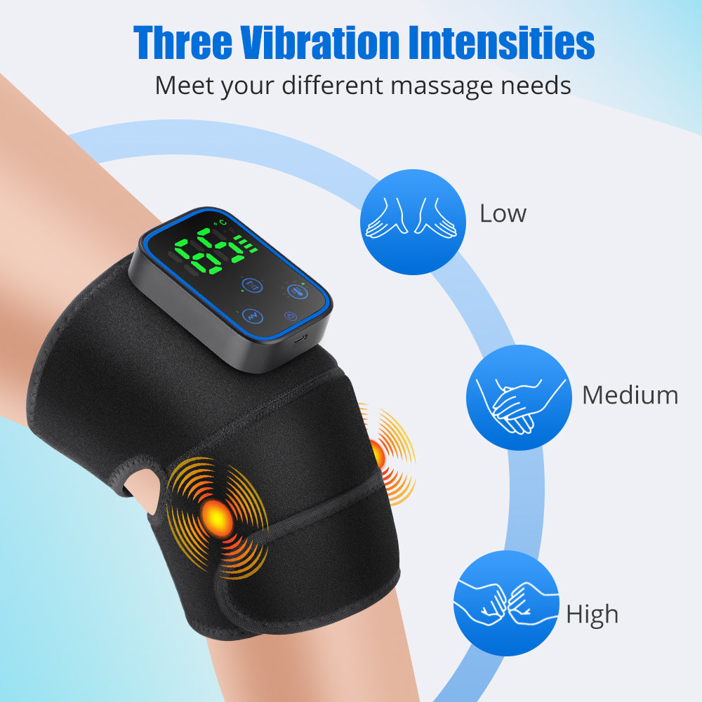 Wireless Knee Massager with Heat, 3 in 1 Graphene Heating Knee Wrap, 7 Temperature Levels, 3 Vibration Modes & Timer, App Manual Control, Soft Warm Material, Knee Massager for Knee, Shoulder, Elbow Agdoad