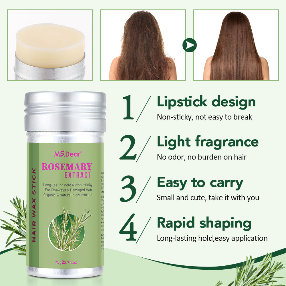 Rosemary Wax Stick for Hair for Flyaways Wigs Edge Control Finishing Hair，Non-greasy Styling Wax Nourishing Hair HailiCare