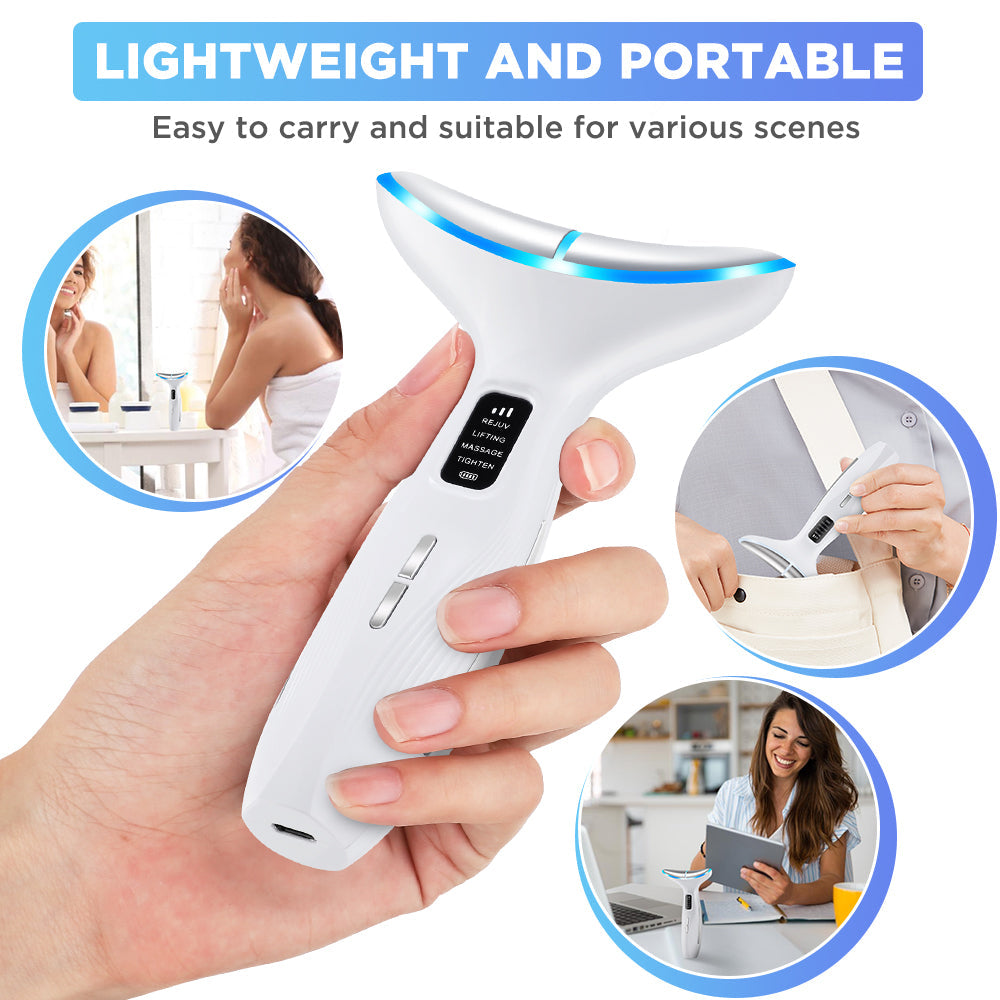 HailiCare Microcurrent Neck Beauty Device with 3 Massage Modes Lifting Firming Massage Beauty Instrument Tighten Skin Care Tool Vibration Facial Massager LED Facial Chin Lifting Machine HailiCare Health & Beauty