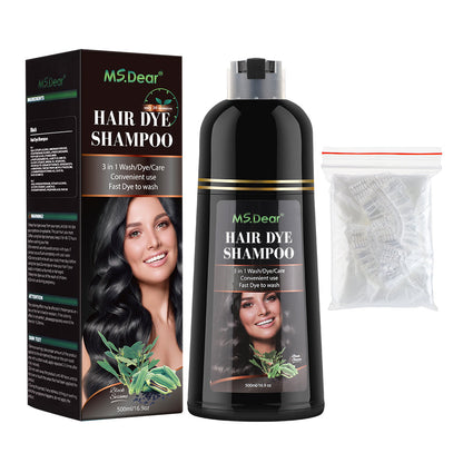 Black Hair Dye Shampoo, 3 In 1 Hair Color Shampoo with Coconut Oli for Women & Men, Long Lasting, Easy to Use, 16.9 Fl oz HailiCare