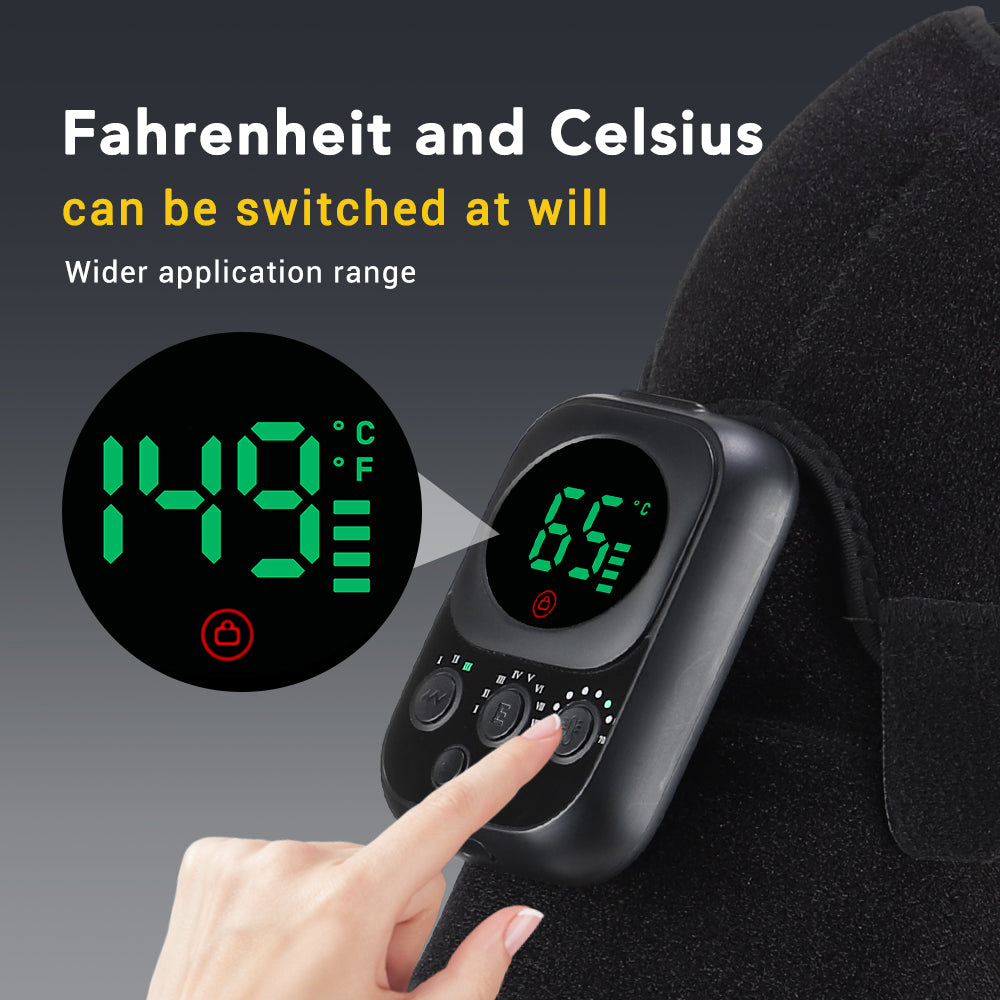 HailiCare Detachable Button Version Wireless APP Control Electric Heating Back Shoulder & Knee Brace Adjustable Belt Heating Vibration 3 Gears 7 Temperature Levels EMS Relax Muscles Improve Blood Circulation Relieve Neck Shoulder Pain HailiCare Health & Beauty