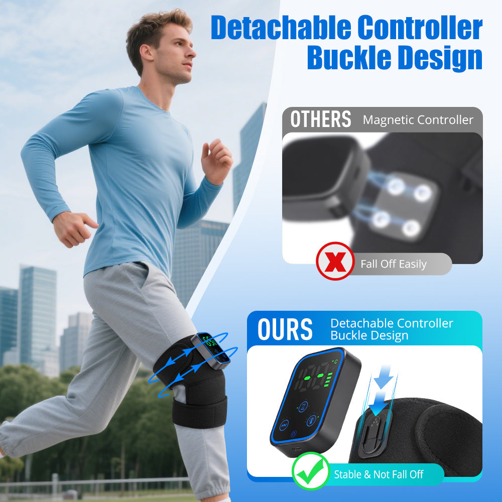 Wireless Knee Massager with Heat, 3 in 1 Graphene Heating Knee Wrap, 7 Temperature Levels, 3 Vibration Modes & Timer, App Manual Control, Soft Warm Material, Knee Massager for Knee, Shoulder, Elbow Agdoad