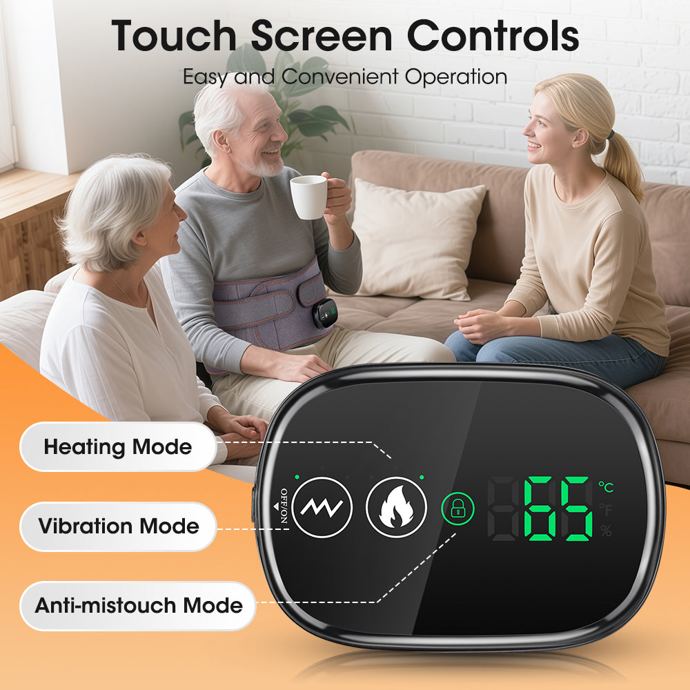 Hailicare Heating Massage Belt for Back Pain Relief, Red Light Therapy Hot Compress Cordless Heating Pad for Period Cramps Waist Pain Men & Women Winter Gifts HailiCare