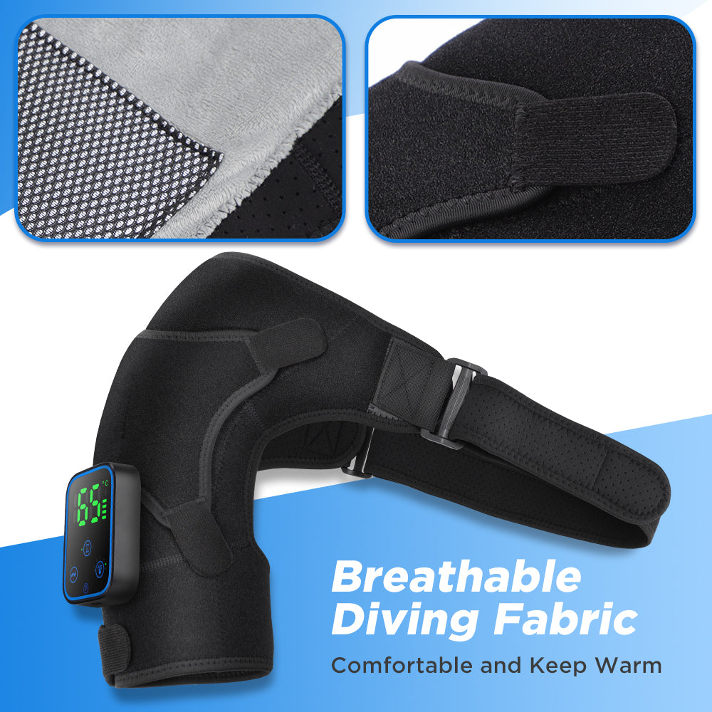Detachable Wireless APP Control Electric Heating Vibration Shoulder Massager Brace 7 Temperature Levels 3 Timing Level Pain Relief 3 Levels Timer Shoulder Massage Belt Brace Touch Control LCD Display Graphene Heating Shoulder Support Strap HailiCare Health & Beauty