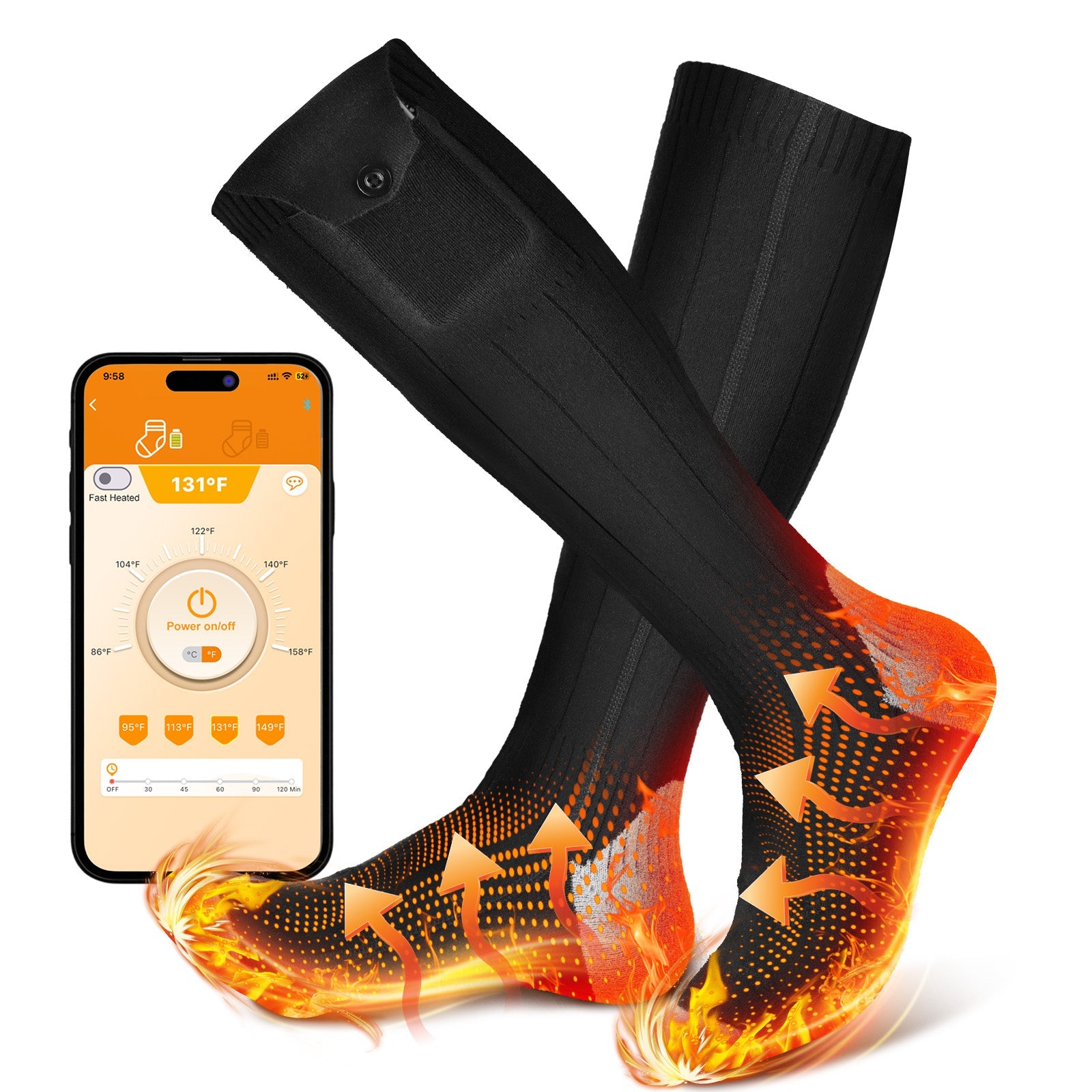HailiCare APP controlled rechargeable heated socks for winter