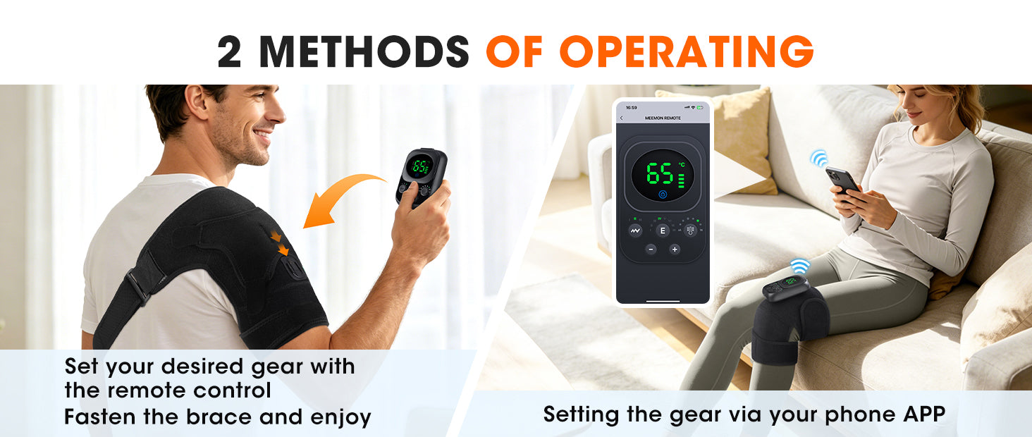 Step-by-step setup guide for heated shoulder massager: install controller, pair with Bluetooth app, and use