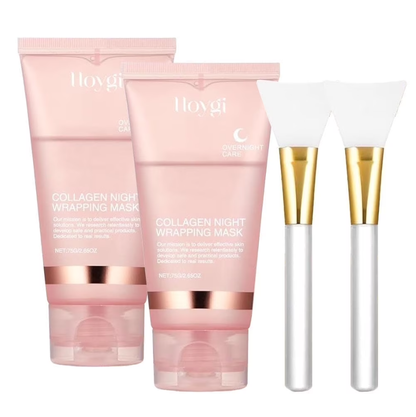 Collagen Peel off Mask and Turmeric Overnight Peel off Mask Overnight Wrapping Mask for Cleaning Nourishing Skin with Jelly Brush HailiCare