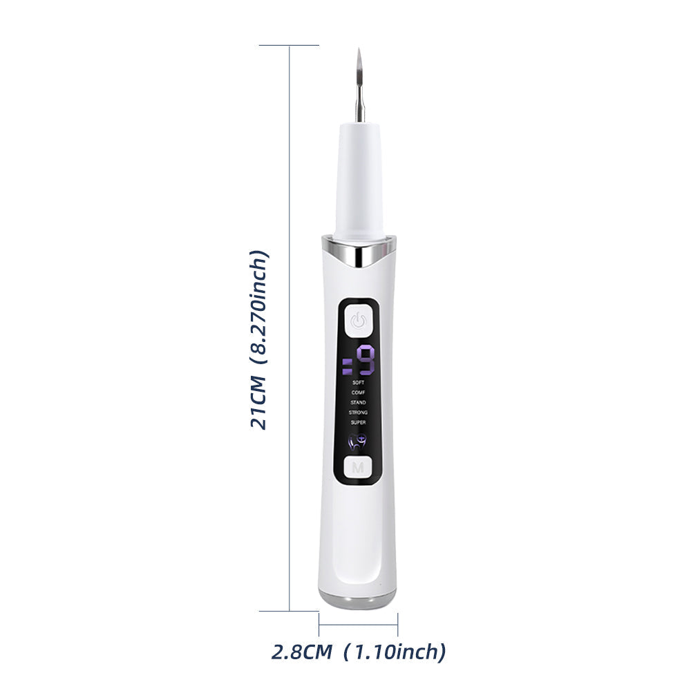 Electric Tooth Cleaner, 5 Modes & 9 Intensities with LED Light, 37kHz Sonic Cleaning for Home Use, Portable Teeth Cleaning Device, Type-C Rechargeable, White BearCris
