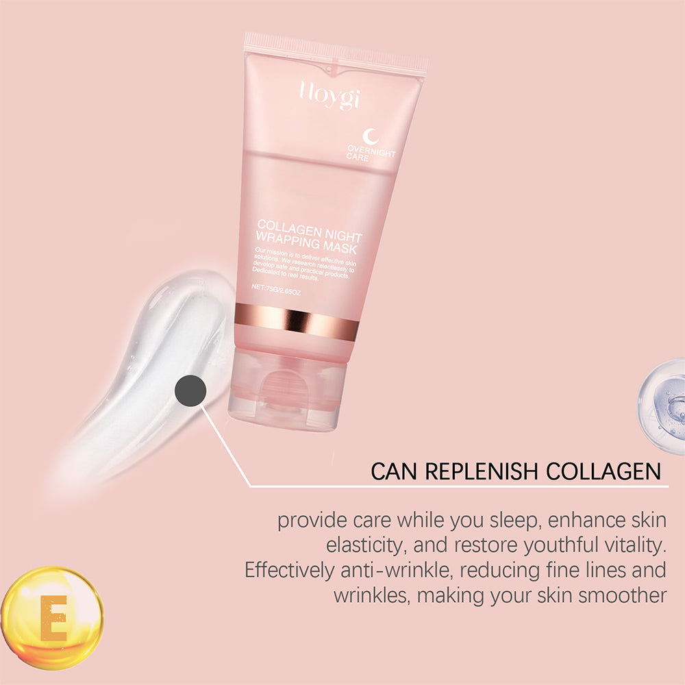 Collagen Overnight Wrapping Peel Off Facial Mask Hydrolyzed Collagen for educes Sagging & Dullness, Glowing Skin HailiCare