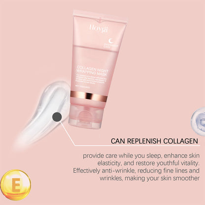 Collagen Overnight Wrapping Peel Off Facial Mask Hydrolyzed Collagen for educes Sagging & Dullness, Glowing Skin HailiCare