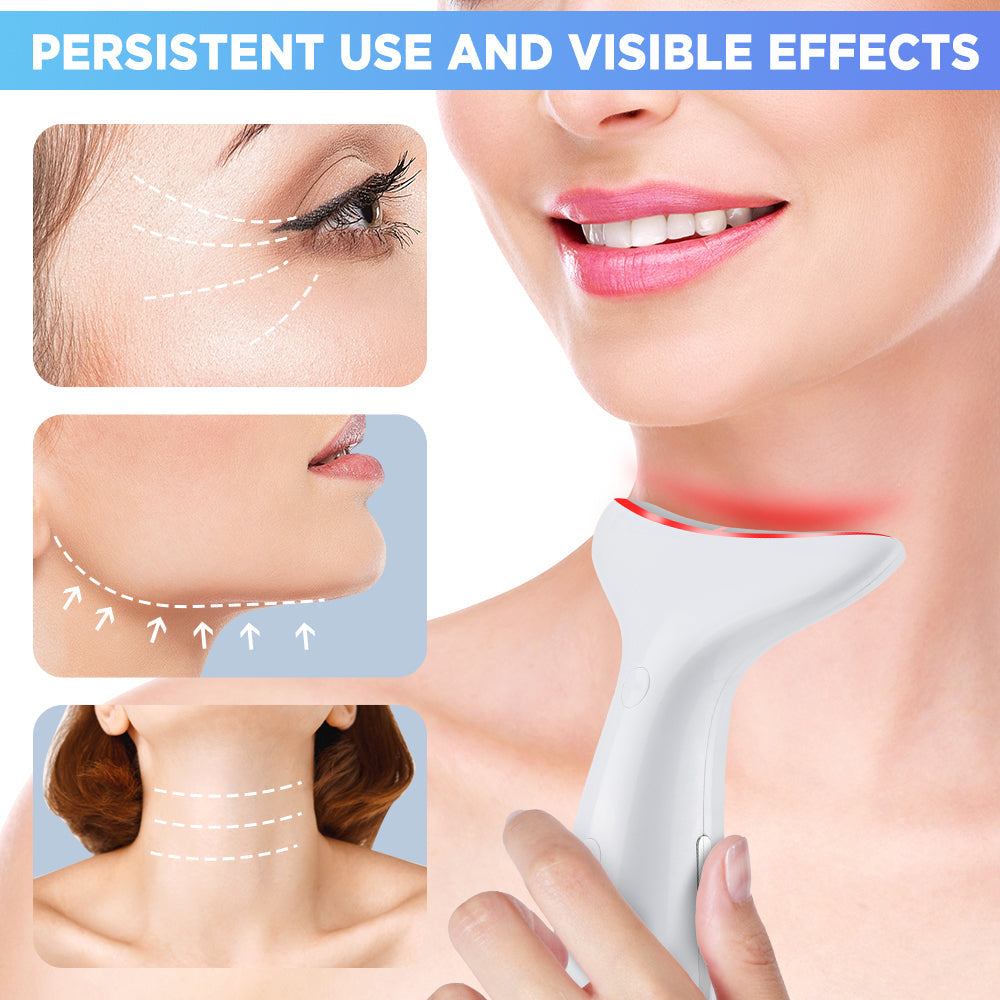HailiCare Microcurrent Neck Beauty Device with 3 Massage Modes Lifting Firming Massage Beauty Instrument Tighten Skin Care Tool Vibration Facial Massager LED Facial Chin Lifting Machine HailiCare Health & Beauty