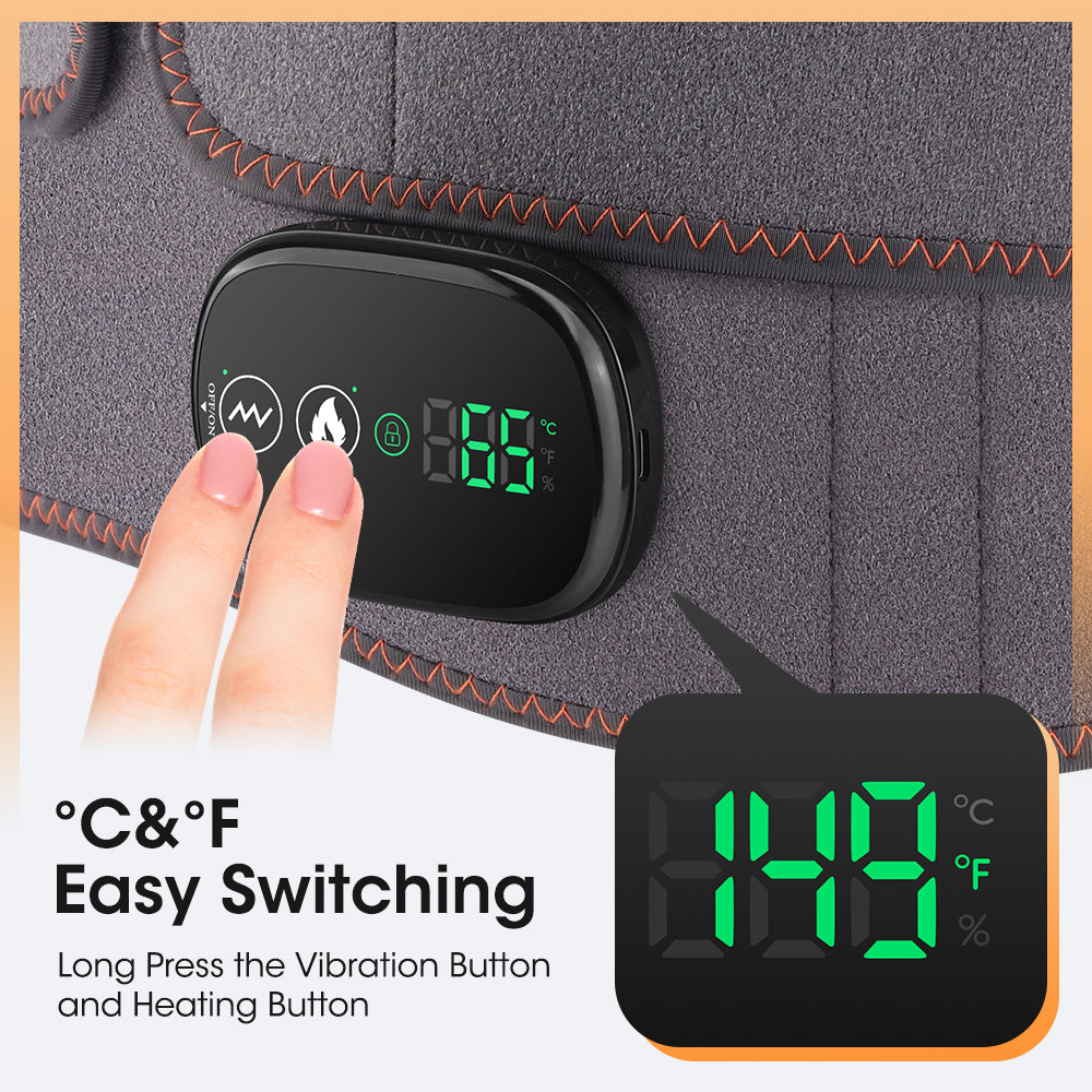 Hailicare Heating Massage Belt for Back Pain Relief, Red Light Therapy Hot Compress Cordless Heating Pad for Period Cramps Waist Pain Men & Women Winter Gifts HailiCare