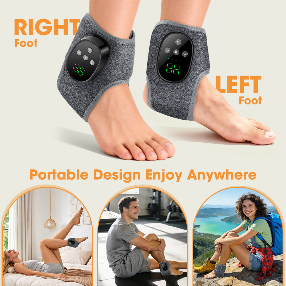 Cordless Ankle Massager with 4 Heat Levels 4 Vibration Modes & 4 Intensities, Rechargeable Heating Ankle Wrap, Portable Heated Ankle Brace for Foot Relaxation, Fatigue Relieve for Left and Right Feet HailiCare Health & Beauty