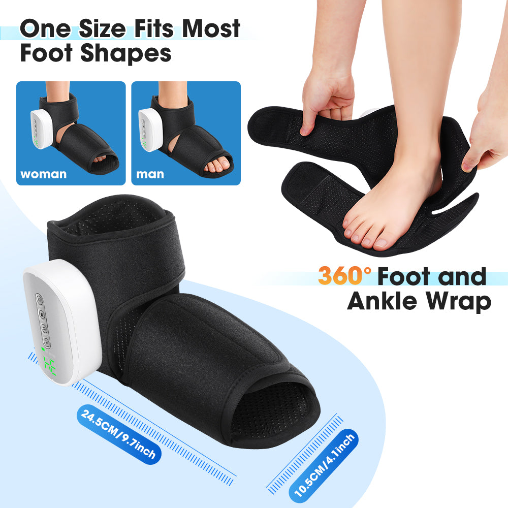 Cordless Foot and Ankle Massager with Airbags Air Compression, 3 Modes 4 Intensities 4 Heat Levels 3000mAh Battery, Electric Massager for Tired Foot, Rechargeable Massage Machine for Home Travel Gift Agdoad