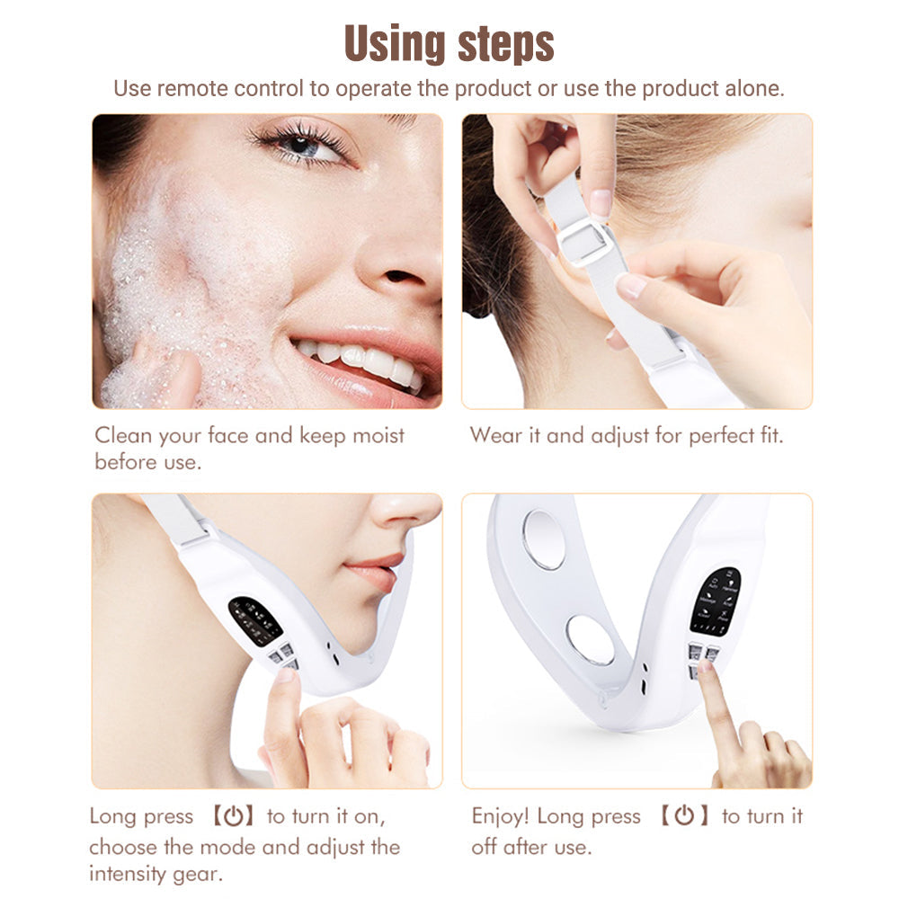 HailiCare Micro-current Vibration Massage Face Slimming Device with Remote Control Multifunctional Face-lifting Beauty Instrument Rechargeable Facial Massager Constant Temperature Hot Compress Pulse Massage HailiCare Health & Beauty