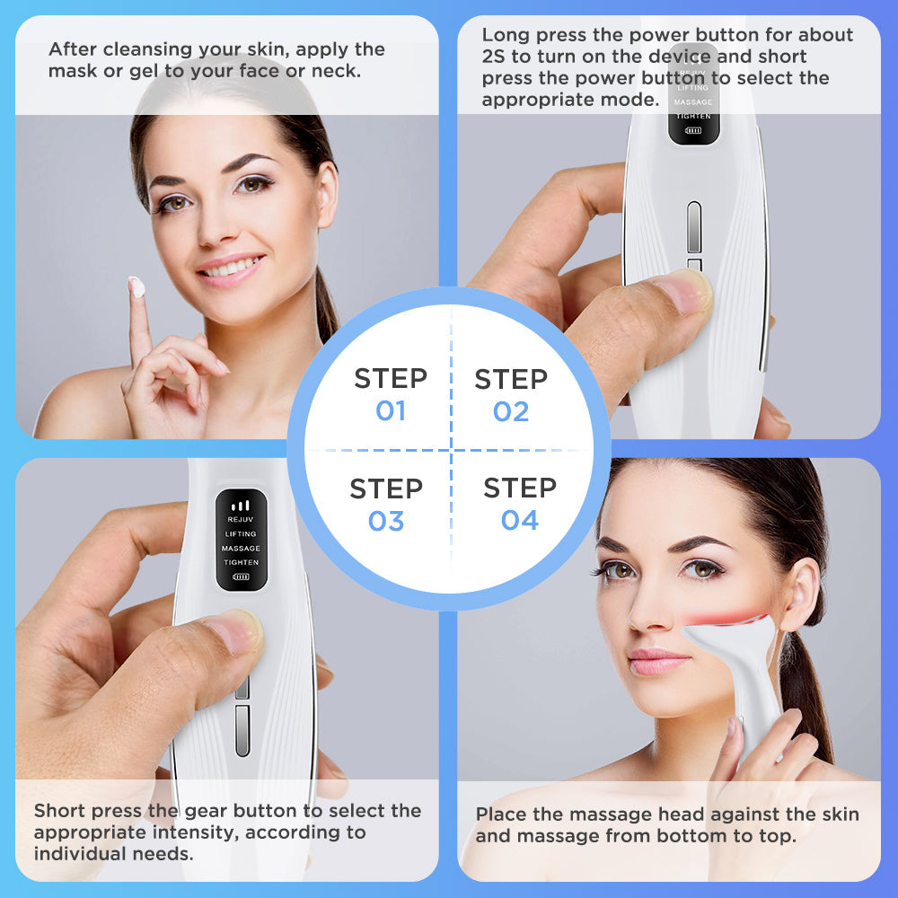 HailiCare Microcurrent Neck Beauty Device with 3 Massage Modes Lifting Firming Massage Beauty Instrument Tighten Skin Care Tool Vibration Facial Massager LED Facial Chin Lifting Machine HailiCare Health & Beauty