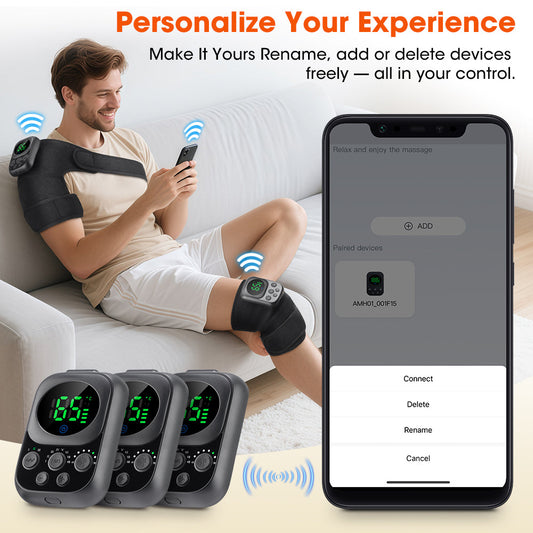 HailiCare Detachable Button Version Wireless APP Control Electric Heating Back Shoulder & Knee Brace Adjustable Belt Heating Vibration 3 Gears 7 Temperature Levels EMS Relax Muscles Improve Blood Circulation Relieve Neck Shoulder Pain HailiCare Health & Beauty