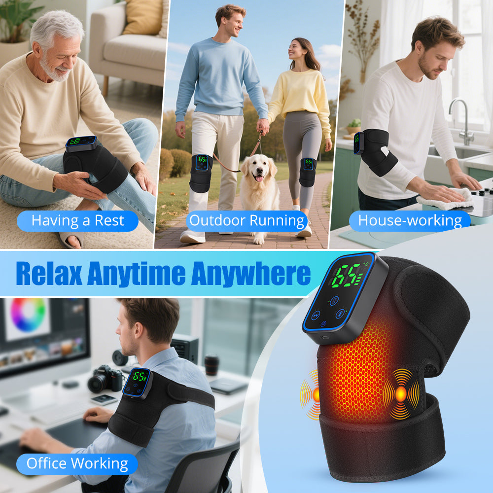 Graphene Heating Knee Massager 7 Levels Temperature 3 Levels Timer Vibration Heated Knee Pad for Knee Shoulder Elbow Arthritis Warm Wrap Large LCD Display Knee Brace for Joint Pain Relief Hot Compress Vibration Massage HailiCare Health & Beauty