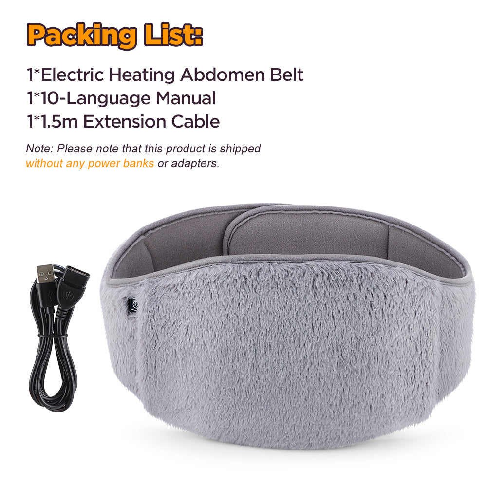HailiCare electric heating pad packing list including belt, charger, and manual