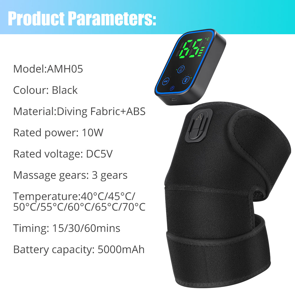Graphene Heating Knee Massager 7 Levels Temperature 3 Levels Timer Vibration Heated Knee Pad for Knee Shoulder Elbow Arthritis Warm Wrap Large LCD Display Knee Brace for Joint Pain Relief Hot Compress Vibration Massage HailiCare Health & Beauty