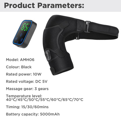 Detachable Wireless APP Control Electric Heating Vibration Shoulder Massager Brace 7 Temperature Levels 3 Timing Level Pain Relief 3 Levels Timer Shoulder Massage Belt Brace Touch Control LCD Display Graphene Heating Shoulder Support Strap HailiCare Health & Beauty