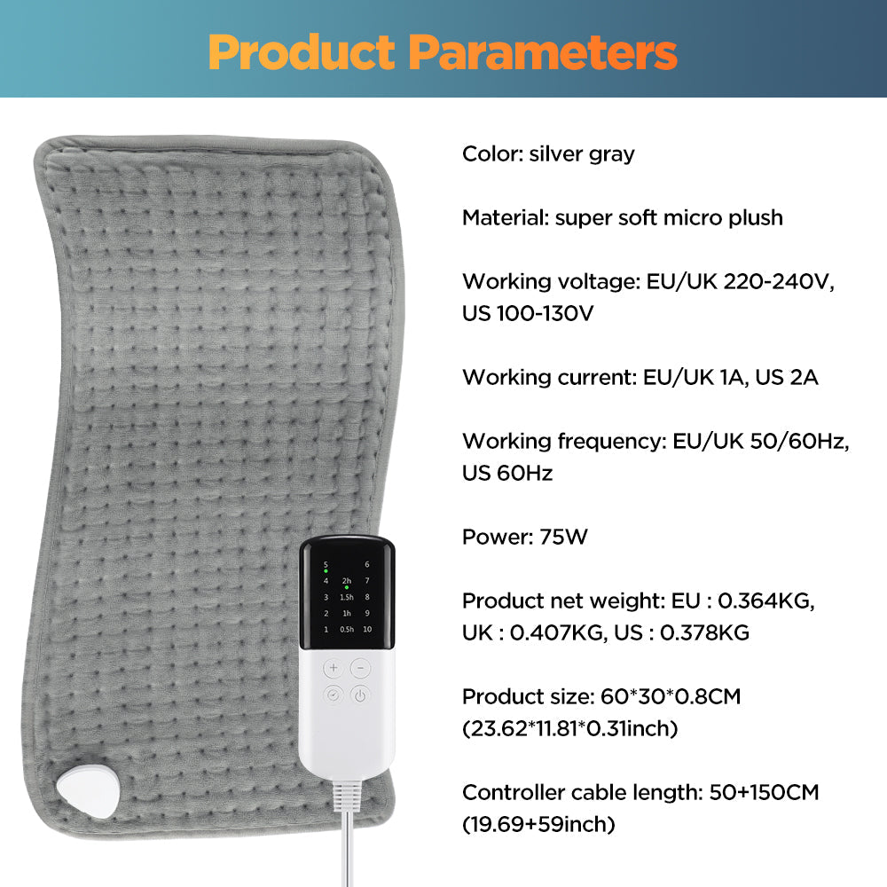 Electric Heating Pad Multifunctional Physiotherapy Heating Pad Heating Blanket Cushion 10 Levels Temperature Adjustment 4 Levels Of Timing For Hands Back Legs Shoulders Neck Spine Pain Relief Winter Warm HailiCare Health & Beauty