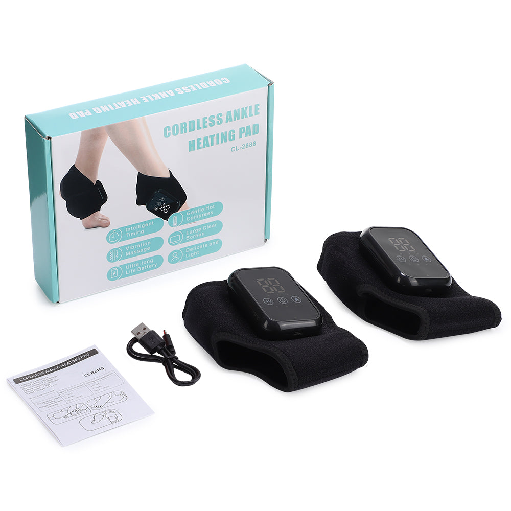 Portable Hot Compress Vibration Foot Massager Ankle Joint Protection Heating Strap USB Rechargeable Cordless Ankle Massager with Heat Ankle Heated Brace Wrap Warmer for Plantar Fasciitis HailiCare Health & Beauty