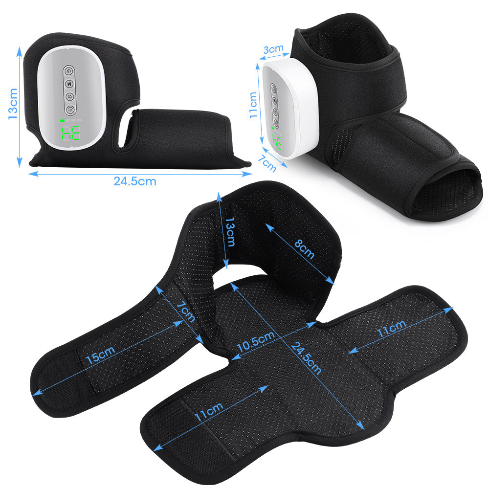 Cordless Heated Foot Ankle Massager with 3 Modes 4 Intensity 4 Heat Levels, 3000mAh Rechargeable Dual-Airbag Foot Air Compression Massager Wrap for Muscle Fatigue Relaxation (2Pcs, Black) HailiCare Health & Beauty
