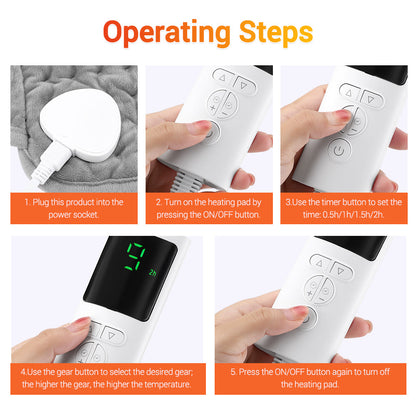 Multifunctional Heating Pad Electric Heating Blanket 9 Temperature Levels 4 Timing Heated Belt Household Warm Keeping Artifact Warm Legs Abdomen Hands Body Warming Office Home HailiCare Health & Beauty