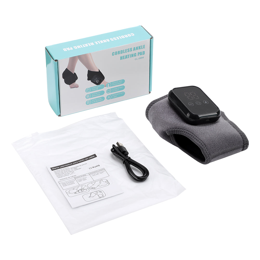 Portable Hot Compress Vibration Foot Massager Ankle Joint Protection Heating Strap USB Rechargeable Cordless Ankle Massager with Heat Ankle Heated Brace Wrap Warmer for Plantar Fasciitis HailiCare Health & Beauty