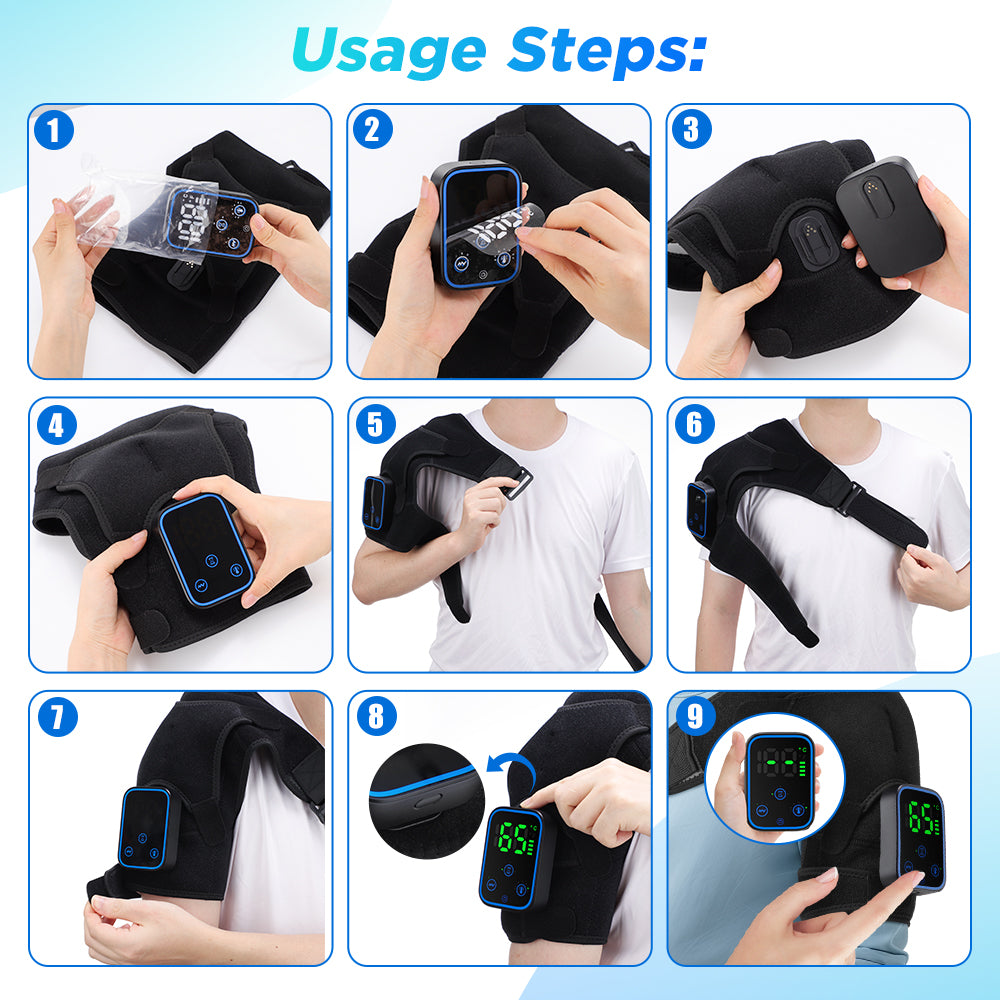 Heated Shoulder Brace Wrap, AGDOAD Electric Shoulder Heating Pad Massager, Wireless App Controlled Shoulder Massager with 7 Temp Levels to Ease Stiffness, Heated Shoulder Massage for Relax Agdoad