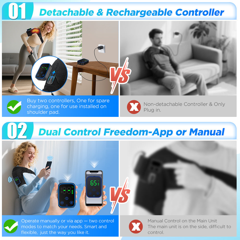 Heated Shoulder Brace Wrap, AGDOAD Electric Shoulder Heating Pad Massager, Wireless App Controlled Shoulder Massager with 7 Temp Levels to Ease Stiffness, Heated Shoulder Massage for Relax Agdoad