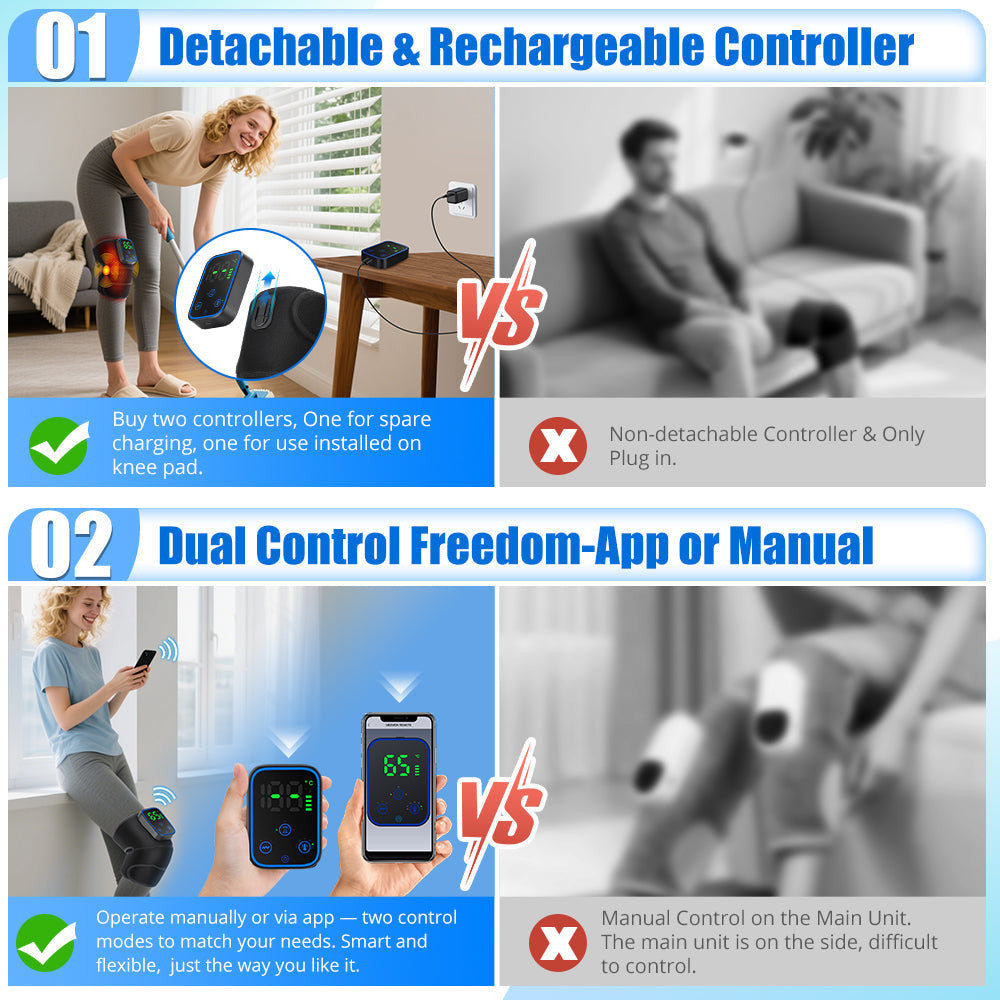 Wireless Knee Massager with Heat, 3 in 1 Graphene Heating Knee Wrap, 7 Temperature Levels, 3 Vibration Modes & Timer, App Manual Control, Soft Warm Material, Knee Massager for Knee, Shoulder, Elbow Agdoad