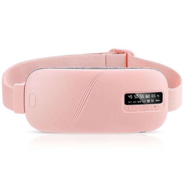 HailiCare pink heating vibrating waist belt massager with digital display for menstrual pain and lower back relief