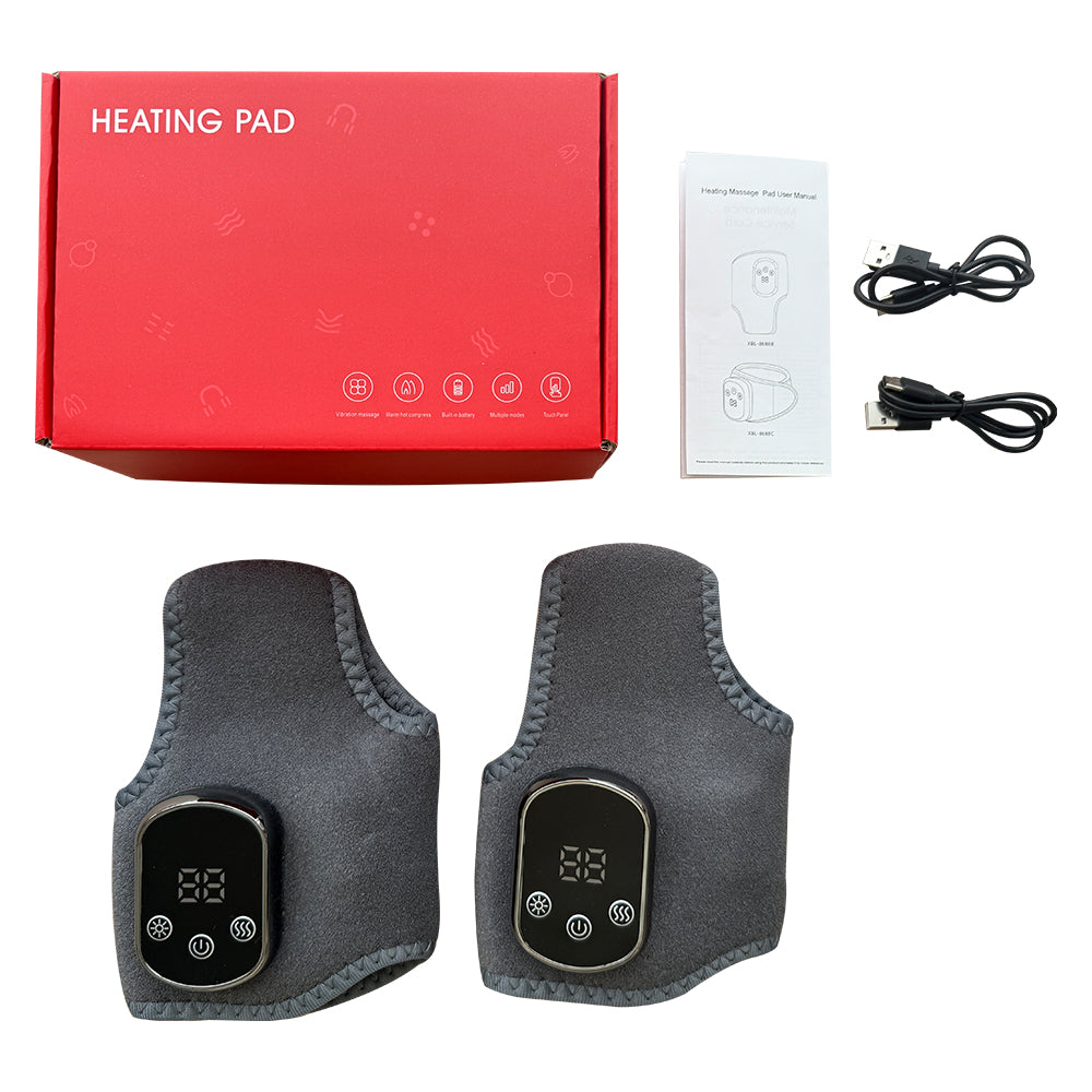 Electric Ankle Massager, Cordless Ankle Massager with 5 Heating Levels 3 Vibration Modes, Heated Ankle Support Brace for Muscle Fatigue Relieve (2Pcs, Gray) Hwallkare