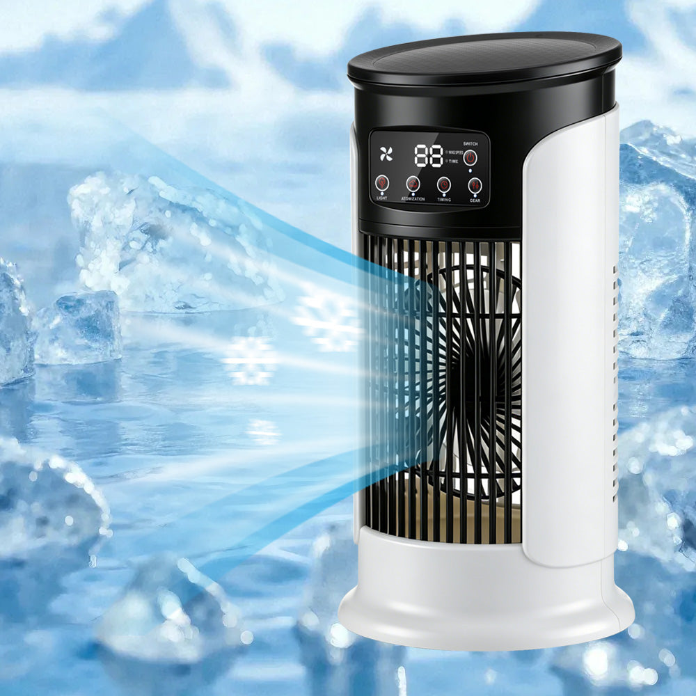Portable Air Conditioner Fan, 6-Speed Cooling Fan with Humidifier, 6H Timer, 7-Color Ambient Light, 300ml Water Tank, USB Powered Desktop Air Cooler for Home Office Bedroom Hwallkare